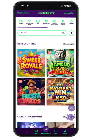 Rocket Casino Website im Android-Browser öffnen