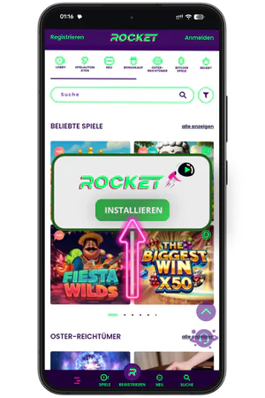 Rocket Casino APK installieren auf Android Startbildschirm