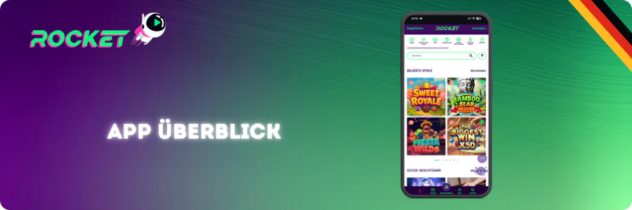 Rocket Casino App Übersicht auf Android und iPhone